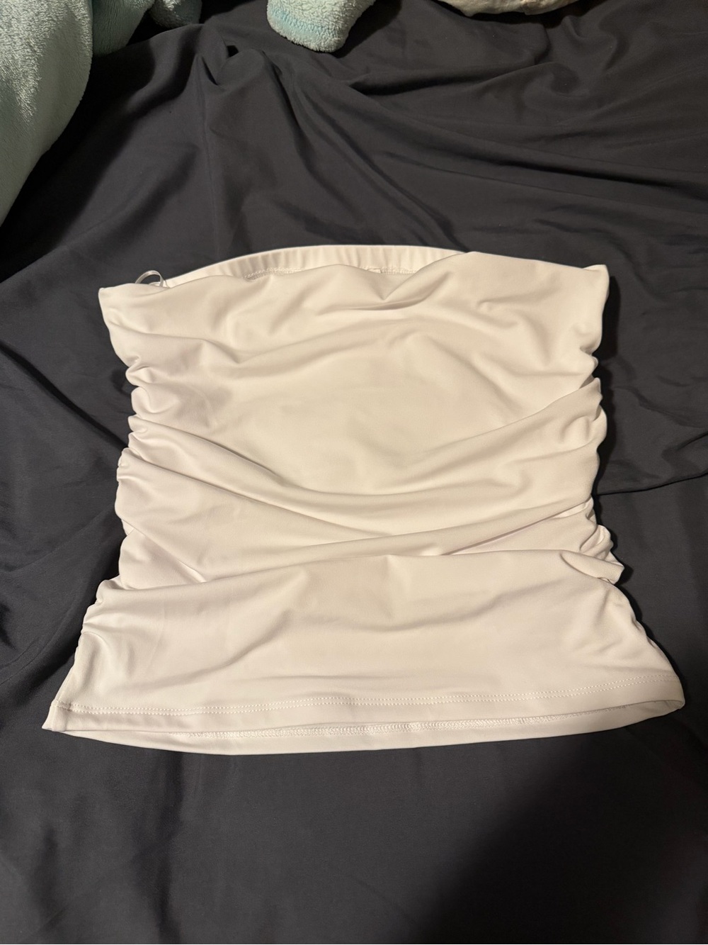 Strapless Ruched Tube Top - white
